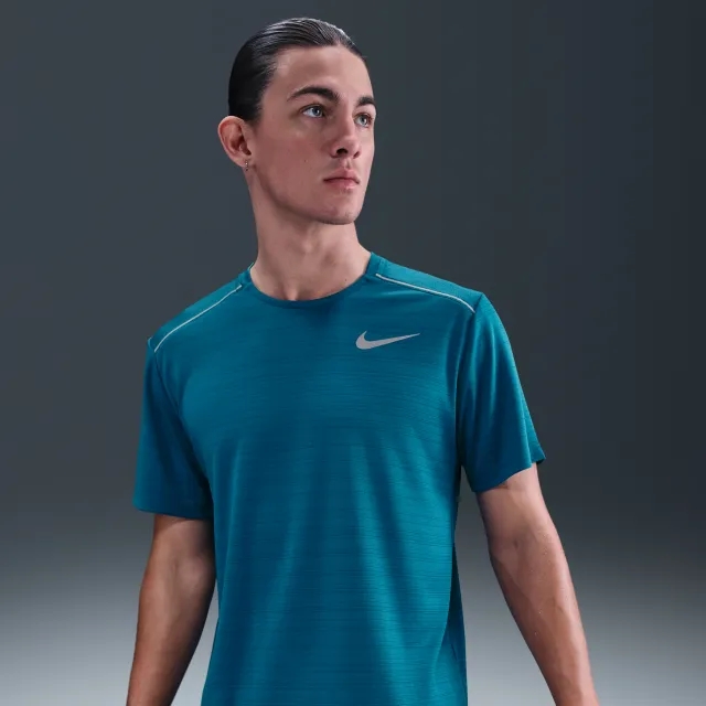 Nike Miler Men's Short-Sleeve Running Top - Blue - Polyester