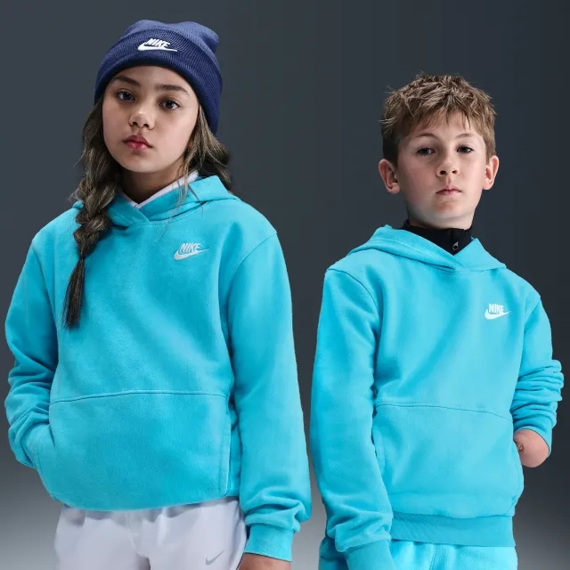 Nike Sportswear Older Kids' Pullover Hoodie - Blue - Cotton/Polyester