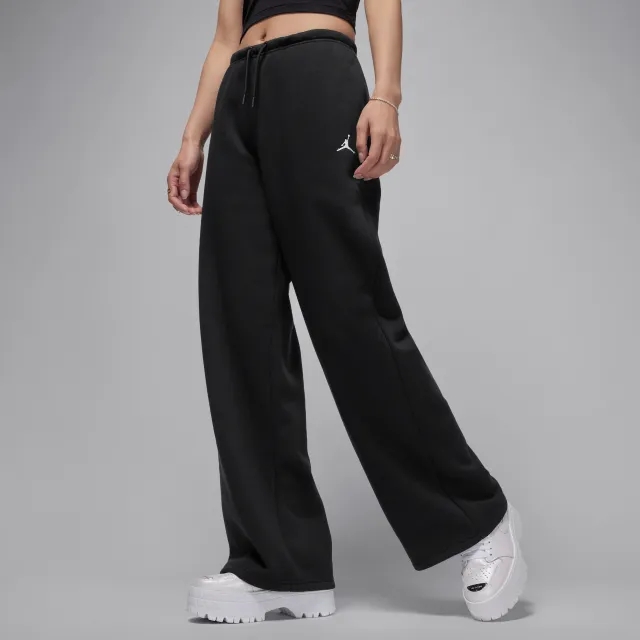 Nike Jordan Brooklyn Fleece Women's Open-Hem Trousers - Black - Cotton/Polyester