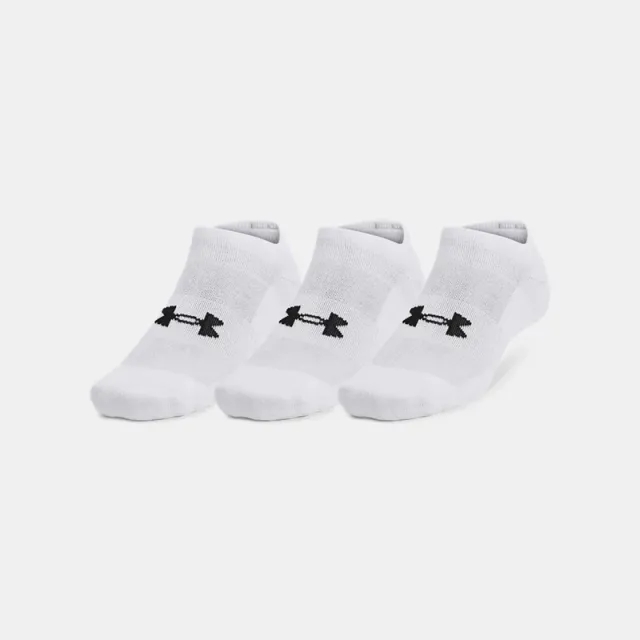 Under Armour  Training Cotton Unisex 3-Pack No Show Socks White / White / Black XL