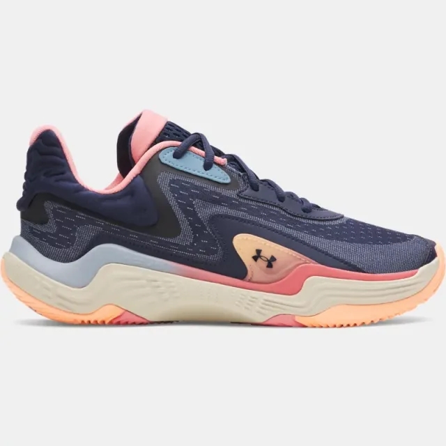 Under Armour  Spawn 7 Unisex Basketball Shoes Blue Calm / Sun Kiss / Washed Navy 9.5