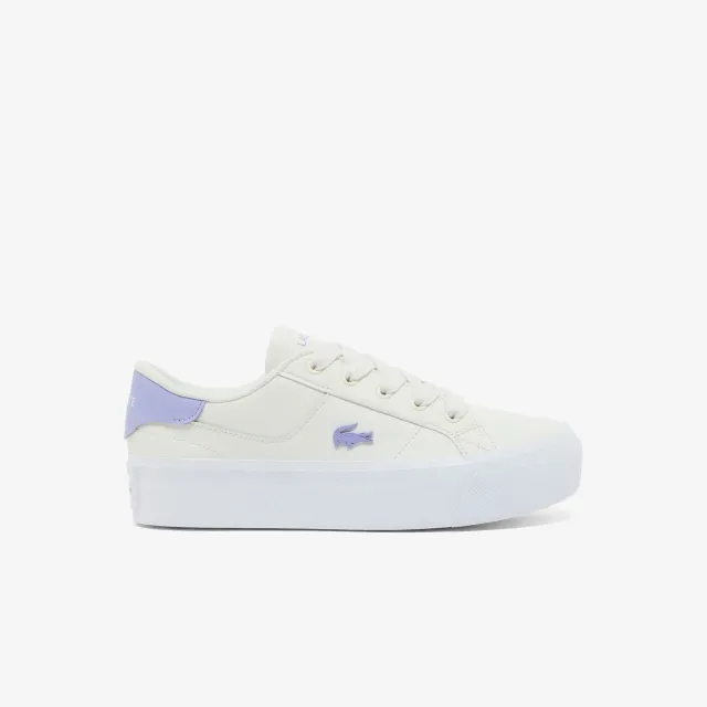 Lacoste Women's Ziane Platform Leather Sneakers - Off White & Light Purple