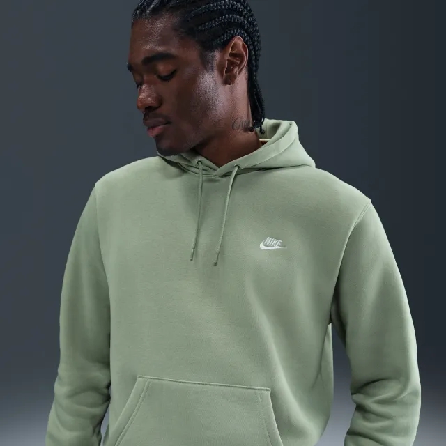 Nike Club Men's Pullover Fleece Hoodie - Green - Cotton/Polyester