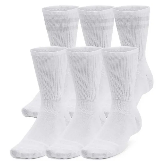 Under Armour  Essential Unisex 6-Pack Crew Socks White / White / Halo Gray L