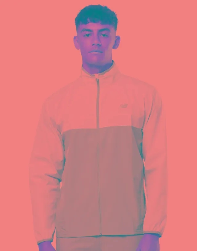 Men's New Balance Sports Essentials Run Jacket in Grey/White 