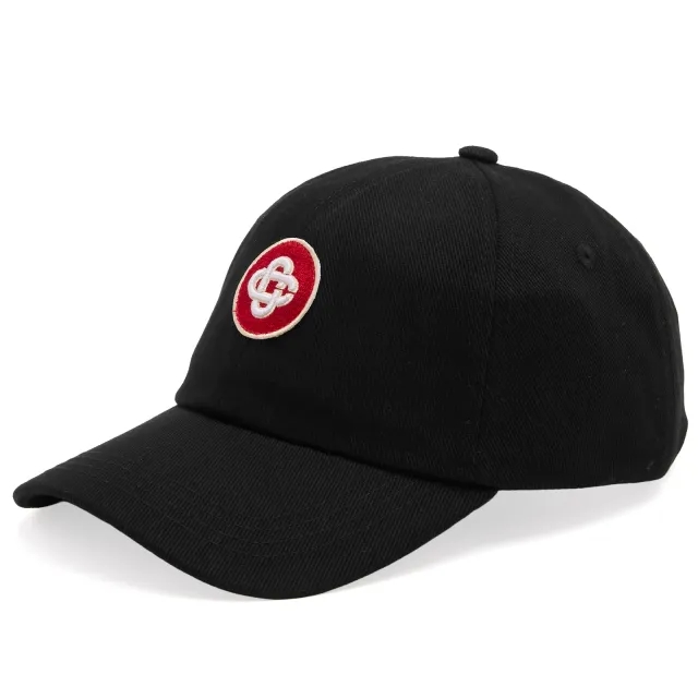 Casablanca Men's Logo Round Embroidered Patch Cap Black