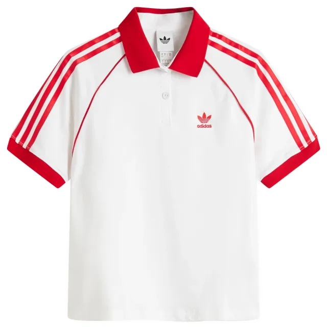 Adidas Women's SST Adicolor Short Sleeve Polo White/Better Scarlet