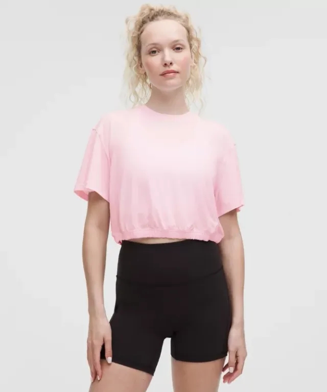 lululemon – Women's Jersey Training Elastic-Hem Short-Sleeve Shirt – Color Pink – Size 0