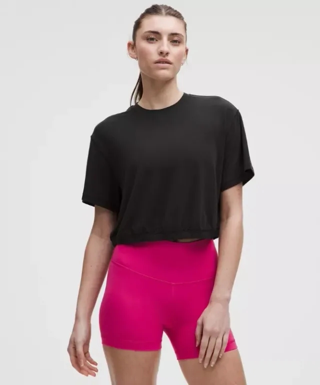lululemon – Women's Jersey Training Elastic-Hem Short-Sleeve Shirt – Color Black – Size 0