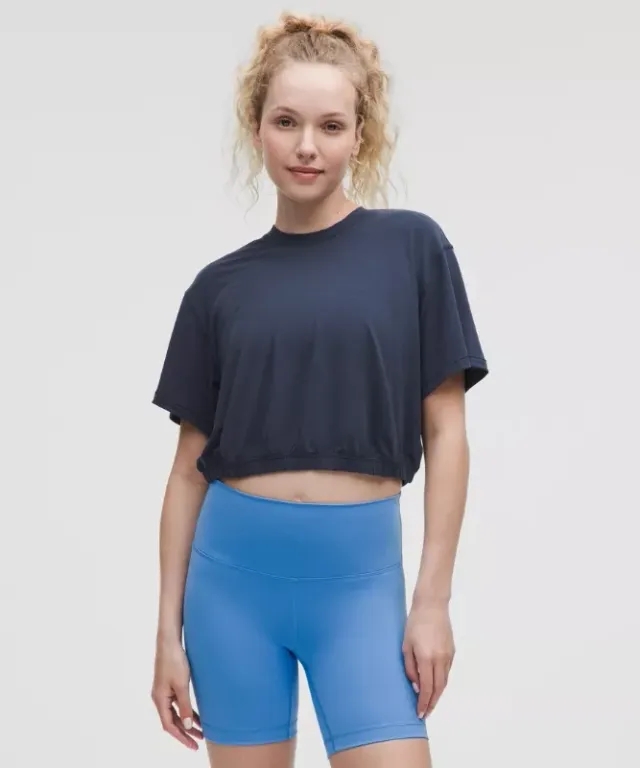 lululemon – Women's Jersey Training Elastic-Hem Short-Sleeve Shirt – Color Blue – Size 0