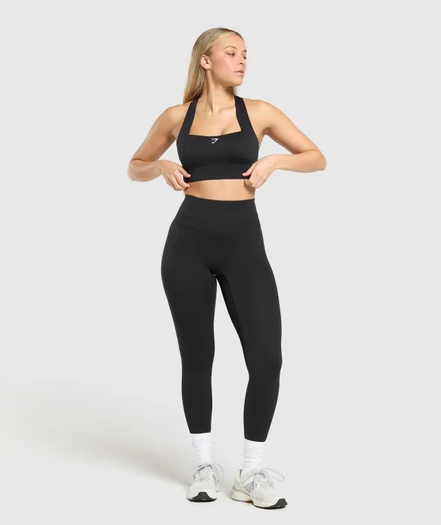  Square Neck Sports Bra - Black