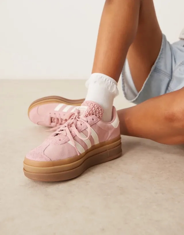 Adidas Originals Gazelle Bold Trainers In Pink And White