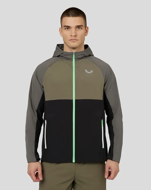 Castore Men’S Flow Long Sleeve Hooded Woven Jacket - Grey/black