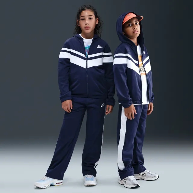 Nike Sportswear Older Kids' Dri-FIT Hooded Tracksuit - Blue - Polyester