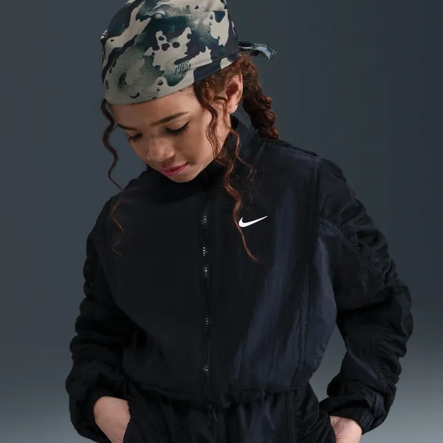 Nike Sportswear Girls' Woven Jacket - Black - Nylon
