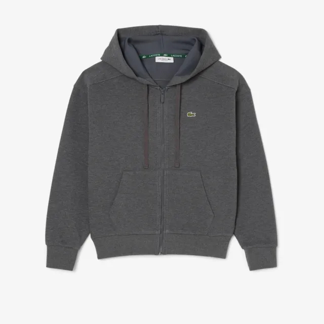 Lacoste Zipped Piqué Hoodie - Heathered Grey