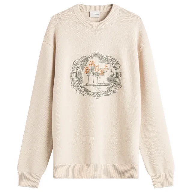 Drôle de Monsieur Men's Cocktail Tray Knitted Jumper Natural Beige