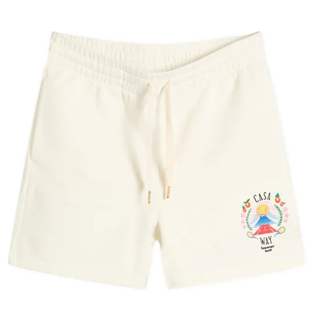 Casablanca Men's Casa Way Mountain Embroidered Sweat Shorts White