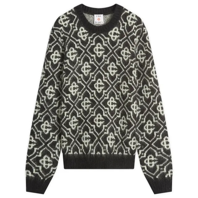 Casablanca Men's Monogram Mohair Blend Crew Sweatshirt Black