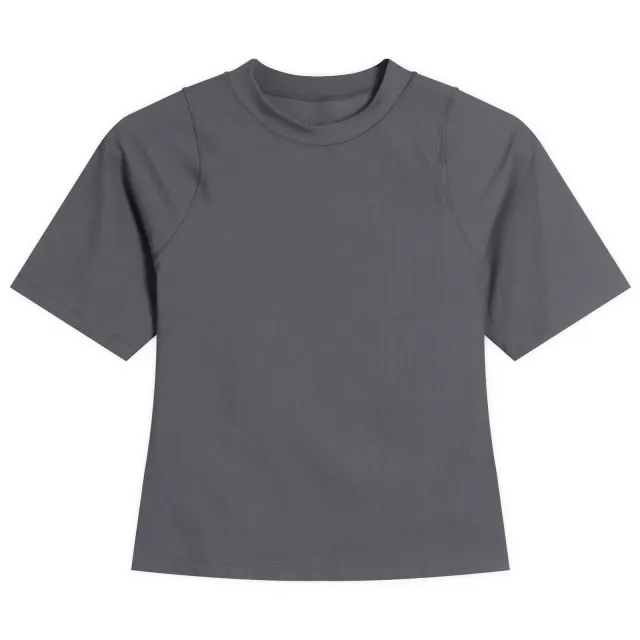 Nike Women's Zenvy Rib Short Sleeve Top Thunder Grey/White