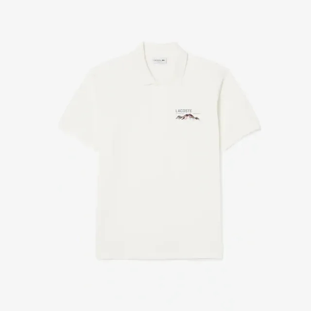 Lacoste Classic Fit Embroidered Motif Piqué Polo Shirt - White