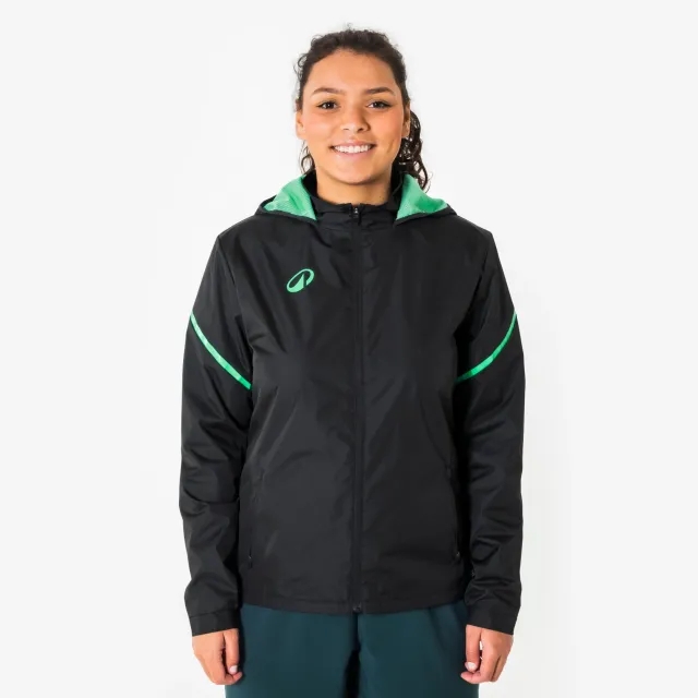 Women's Rainproof Football Jacket Viralto - Black & Green