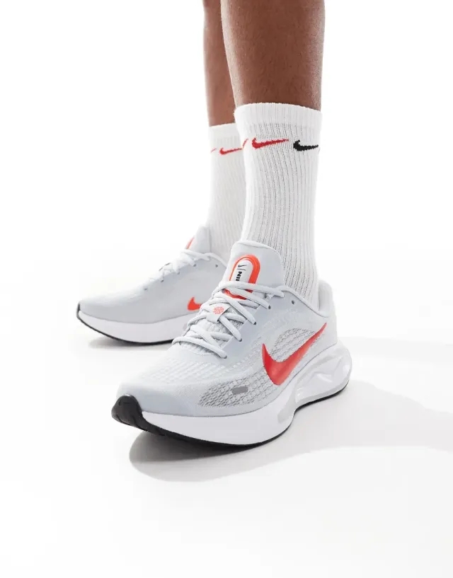 Nike Running Journey Run Trainers In Grey And Red