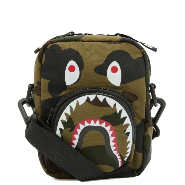 A Bathing Ape Men's 1St Camo Shark Mini Bag Green