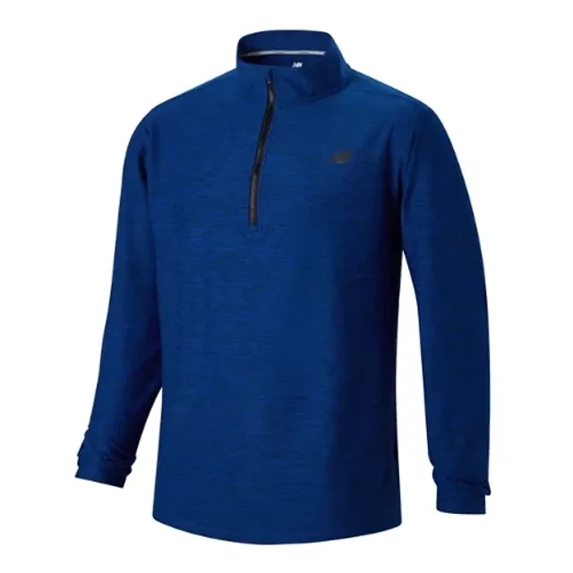 New Balance Men's Core Space Dye 1/4 Zip in Blue Poly Knit