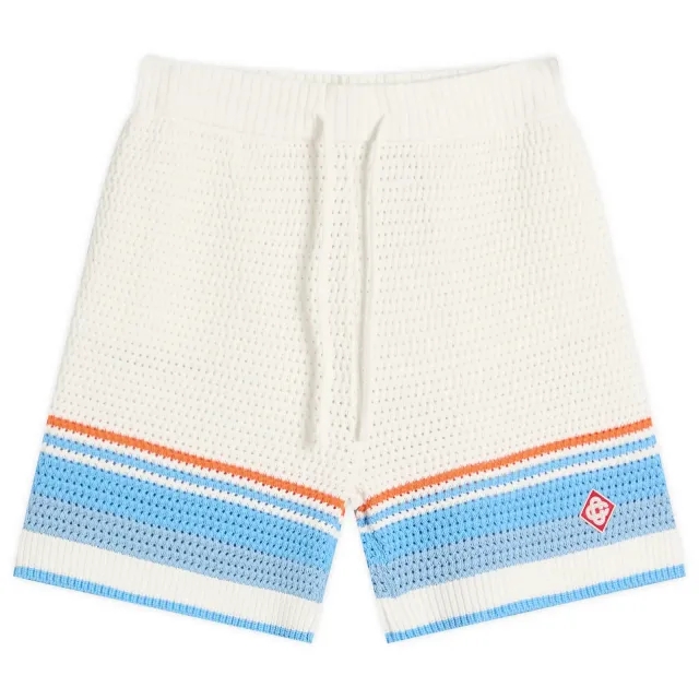 Casablanca Men's Faux Crochet Cotton Shorts White