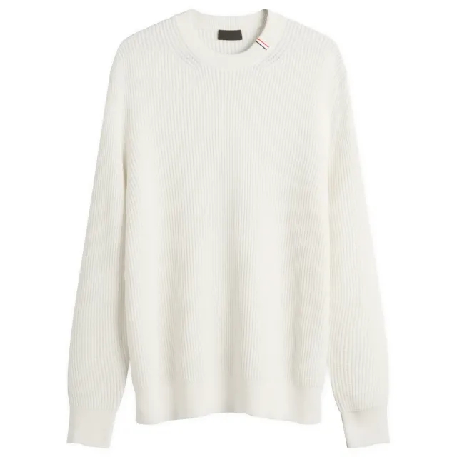 Moncler Men's Cotton Woven Crew Neck Jumper White