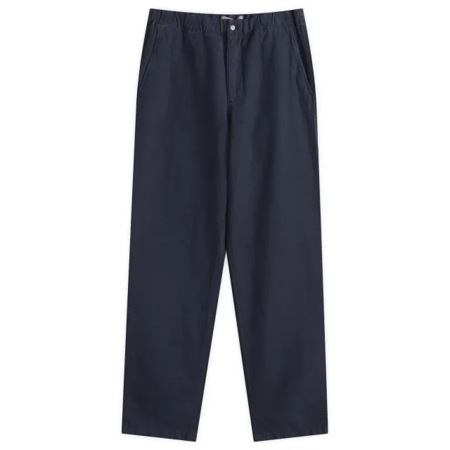 Norse Projects Men's Ezra Relaxed Cotton Linen Trousers Dark Navy