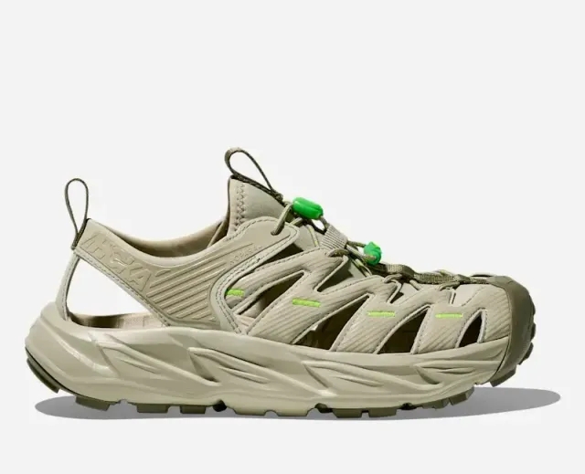 Hoka Men's Hopara Hiking Sandal Sandal In Oyster Mushroom/Neon Lime
