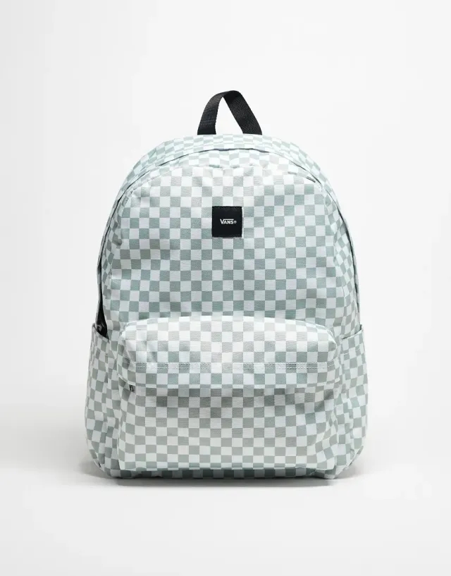 Vans Old Skool Check Backpack In Gray Olive-Green