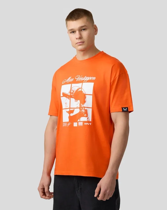 Castore Oracle Red Bull Racing Unisex Max Verstappen Puzzle T-shirt - Exotic Orange
