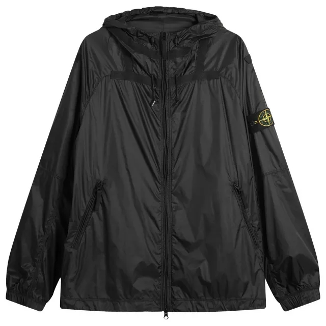Stone Island Men's Ripstop Light Nylon Hooded Jacket Lead Grey