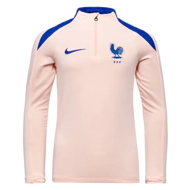 France Training Shirt Dri-Fit Strike Drill Women's Euro 2025 - Washed Coral/Bright Blue Kids - ['Pink']