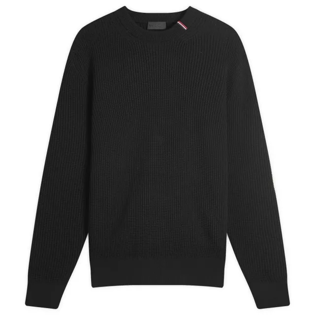 Moncler Men's Cotton Woven Crew Neck Jumper Black