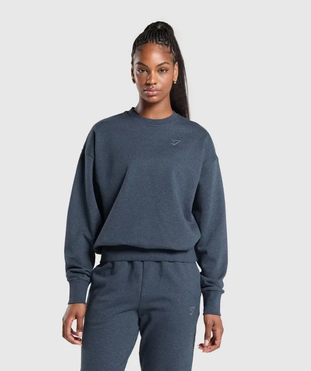  Rest Day Sweats Oversized Crew - Bros Indigo Blue Marl