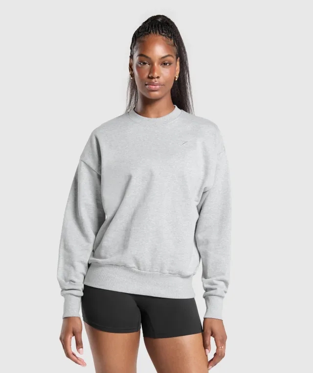  Rest Day Sweats Oversized Crew - Light Grey Core Marl