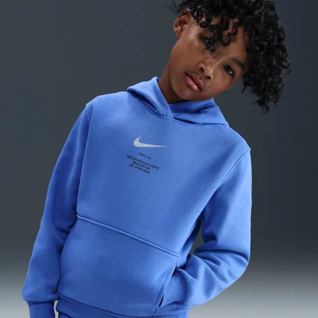 Nike Sportswear Club Fleece Older Kids' (Boys') Pullover Hoodie - Blue - Fleece