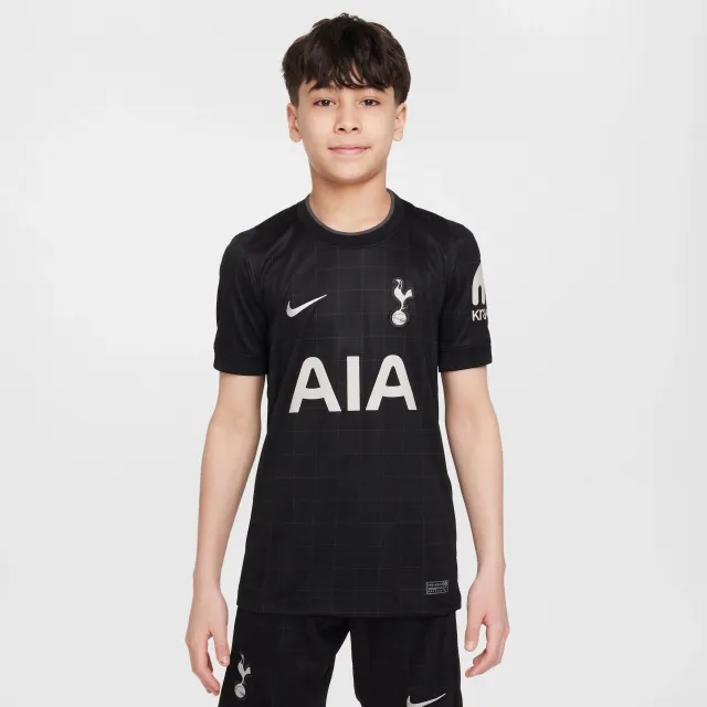 Tottenham Hotspur 2025/26 Stadium Away Older Kids' Nike Dri-FIT Football Replica Shirt - Black - Recycled Polyester