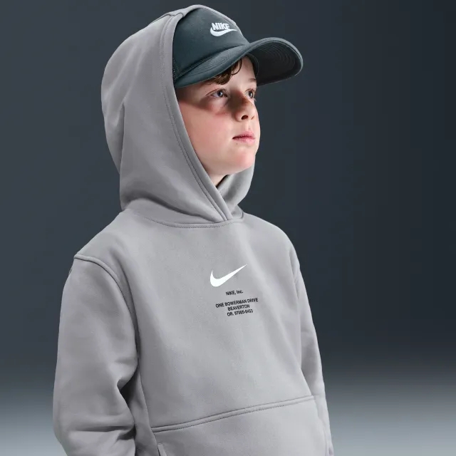 Nike Sportswear Club Fleece Older Kids' (Boys') Pullover Hoodie - Grey - Fleece