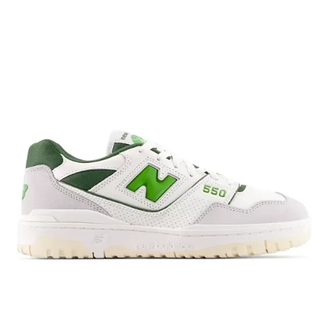 New Balance Men's 550 in White/Green Suede/Mesh
