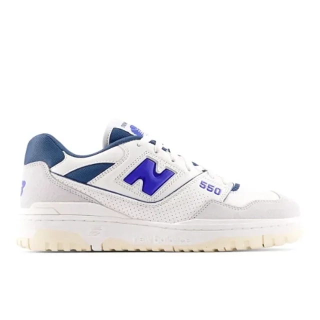 New Balance Men's 550 in White/Blue Suede/Mesh