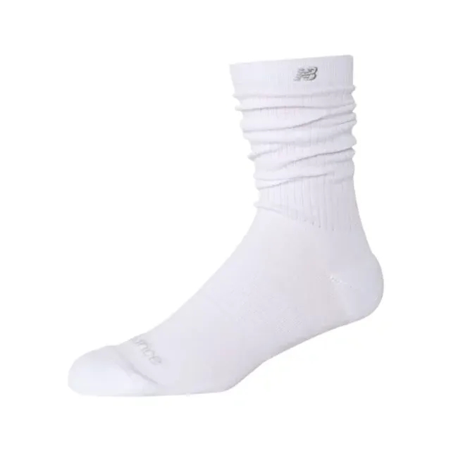 New Balance Unisex Active Slouchy Crew Socks 1 Pair in White Cotton