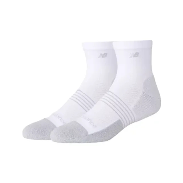 New Balance Unisex Pro Training QTR Socks 2 Pack in White Nylon