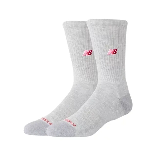 New Balance Unisex Active NB Premium Crew Socks 2 Pack in Grey Polyester