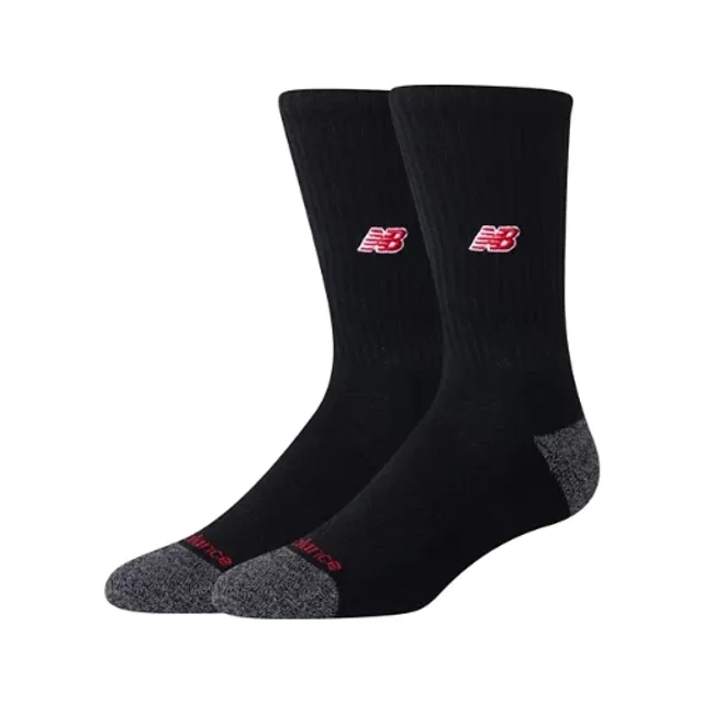New Balance Unisex Active NB Premium Crew Socks 2 Pack in Black Polyester