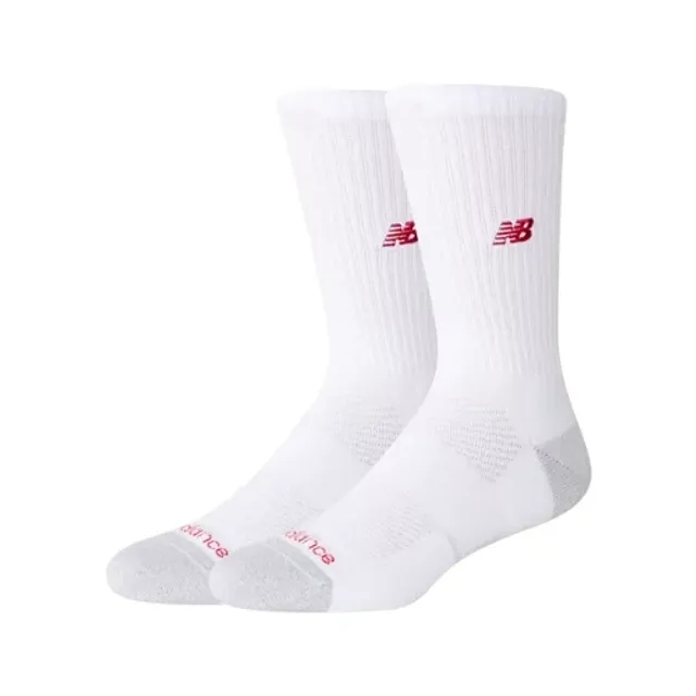 New Balance Unisex Active NB Premium Crew Socks 2 Pack in White Polyester